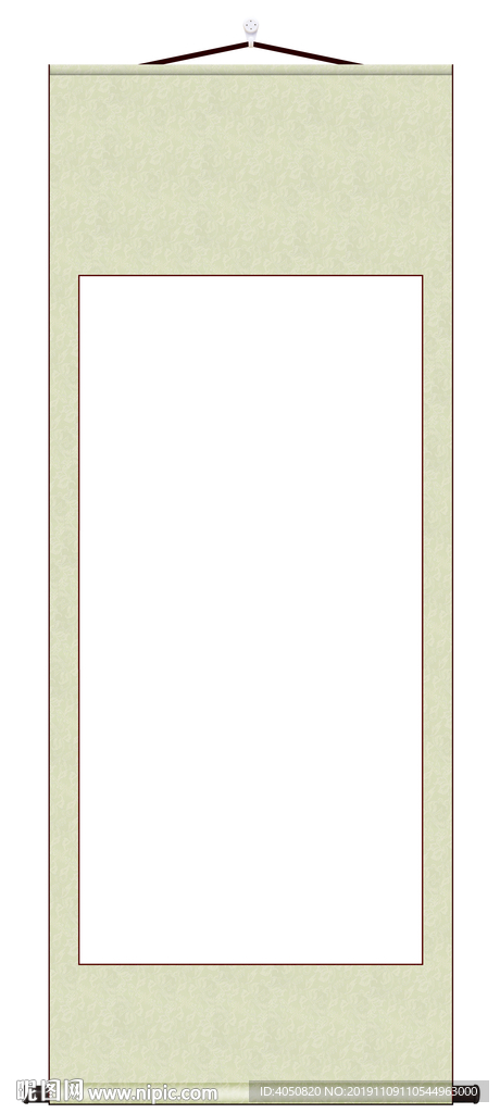 挂轴奶白色锦绫竖轴高清分层图