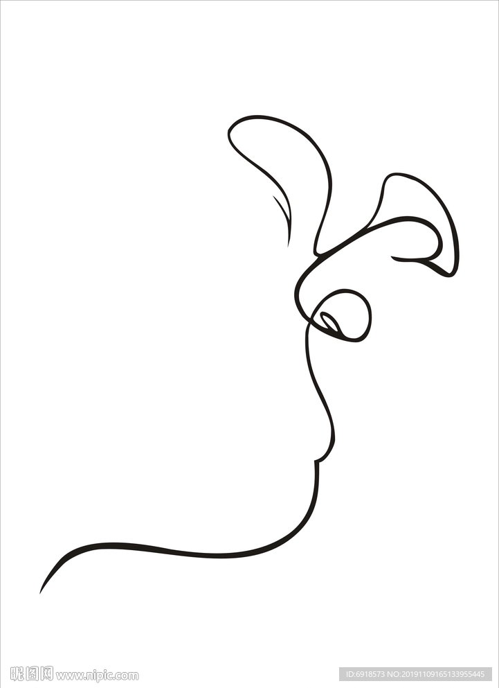 北欧线条画 创意挂画 接吻男女