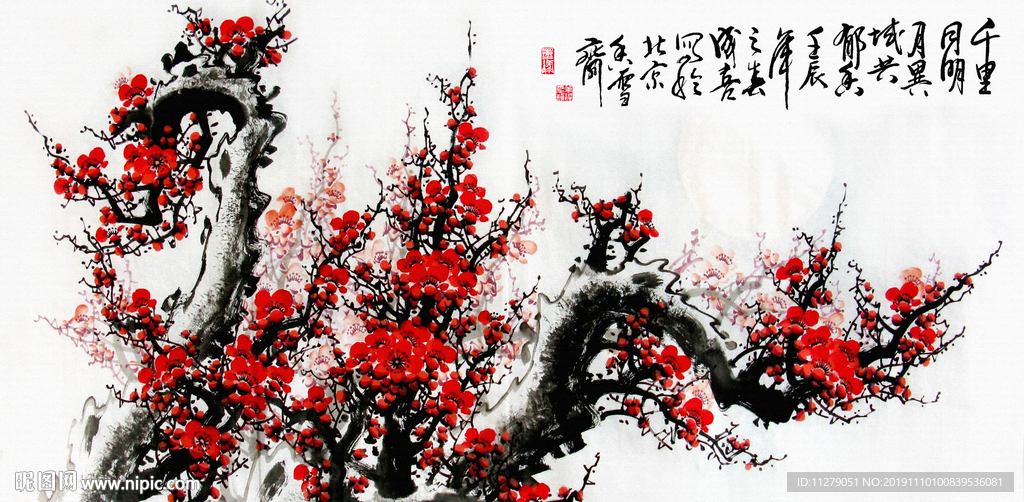 梅花国画水墨画