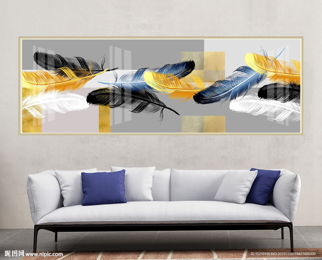 金色羽毛装饰画