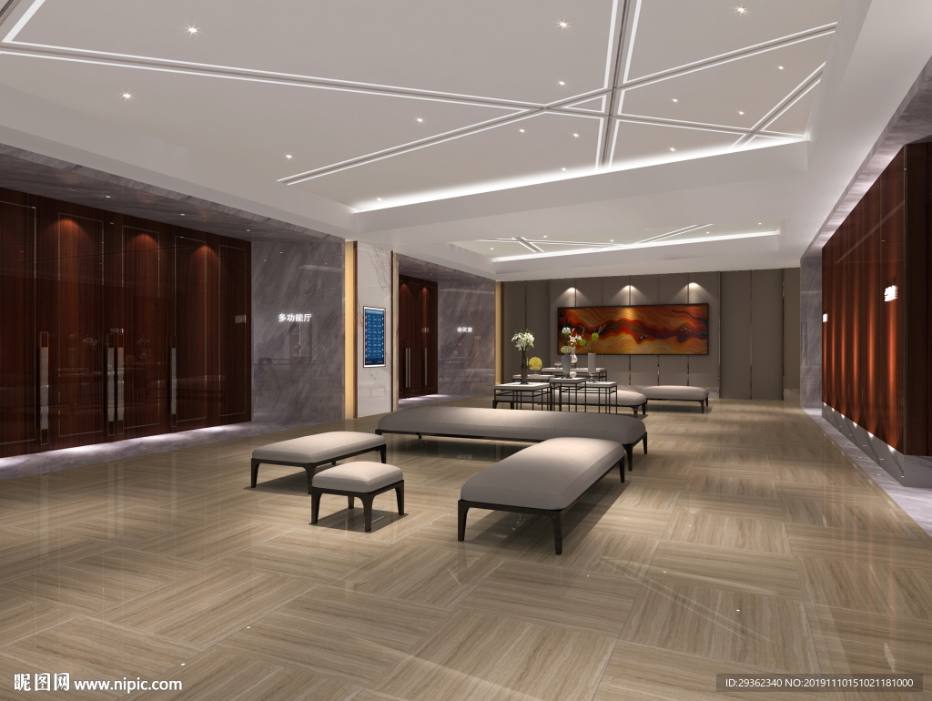 公共走廊大堂前厅设计效果图