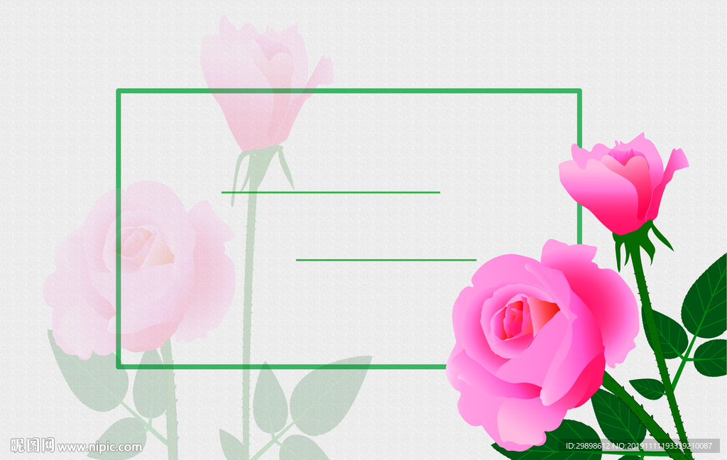 矢量图简约玫瑰花朵封面卡片图