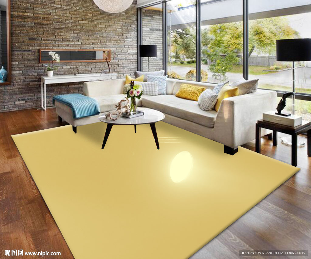 黄色现代地毯样机