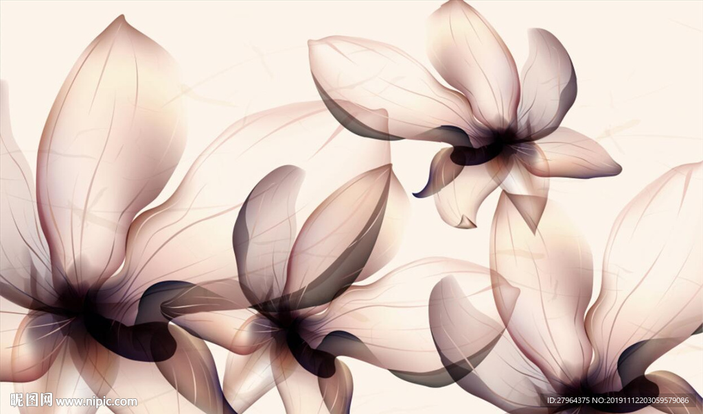 现代简约梦幻花卉背景墙