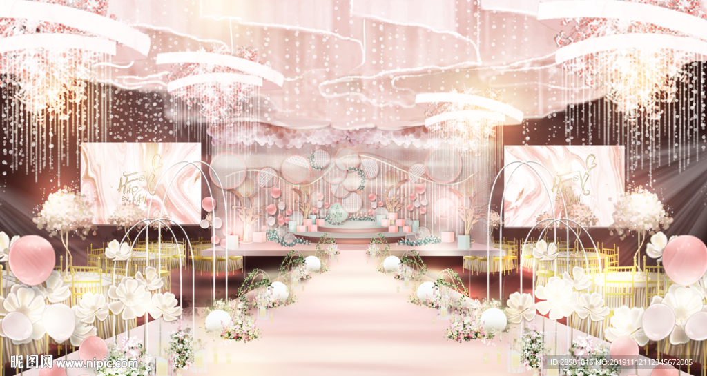 香槟色舞台设计婚礼效果图