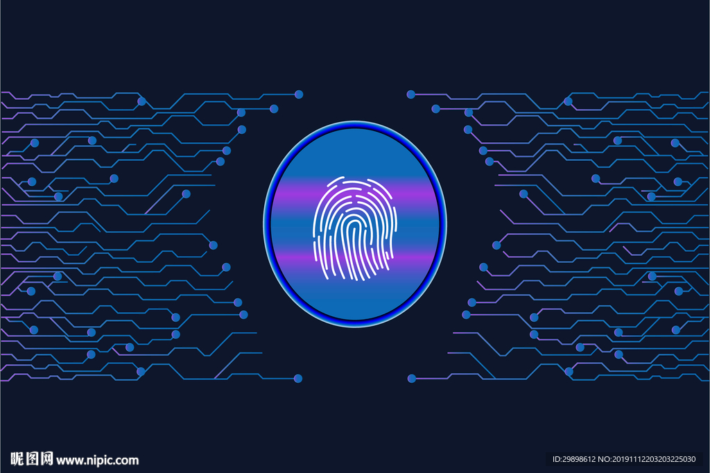 科学技术指纹识别矢量背景图