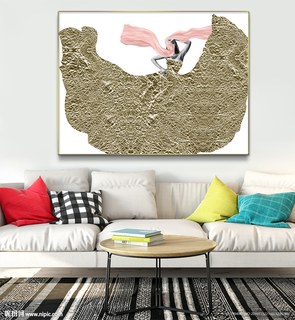 美女金箔现代简约装饰画