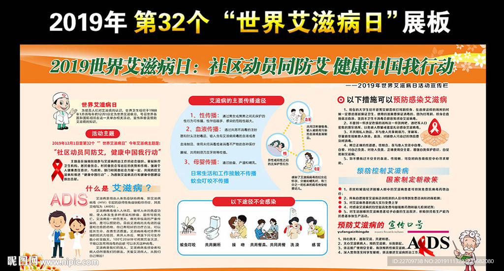 2019年艾滋病日宣传展板