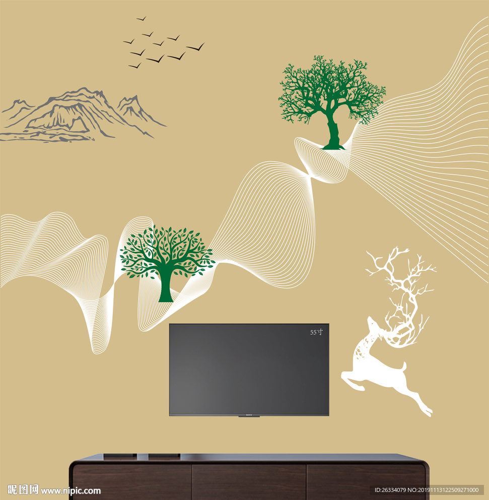 树 鹿 线 山 鸟