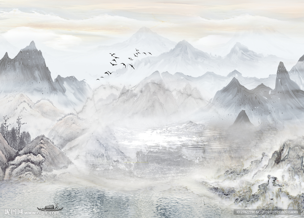 水墨山水 禅意山水  新中式