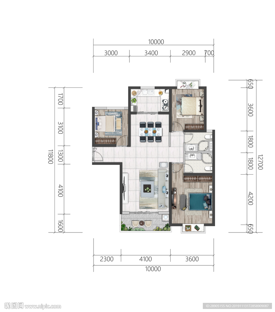 平面户型图 彩平图 户型图