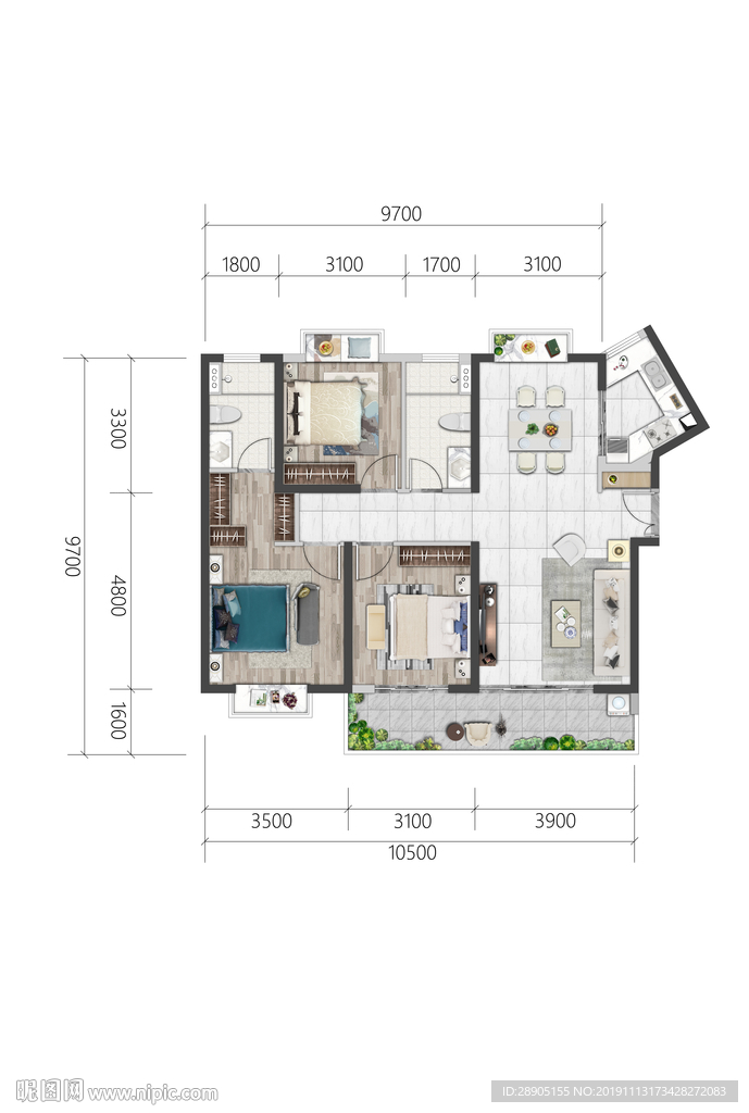 平面户型图 彩平图 户型图