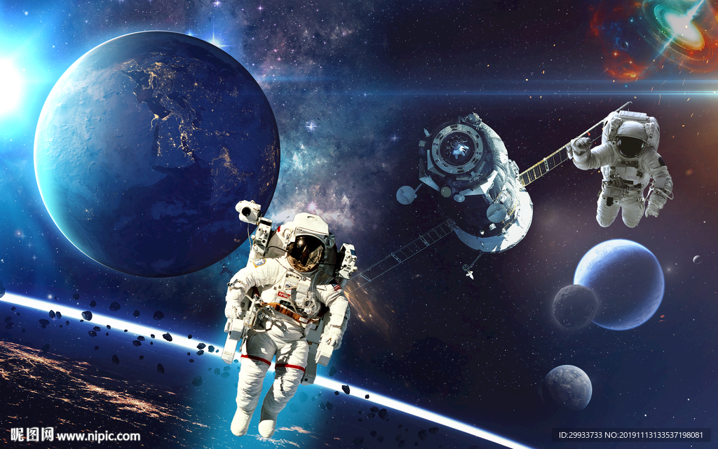 科幻太空宇航员背景墙装饰画