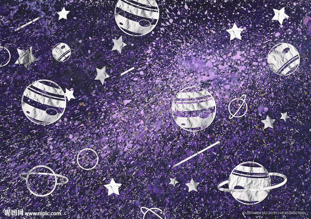 紫色宇宙星球颗粒背景墙