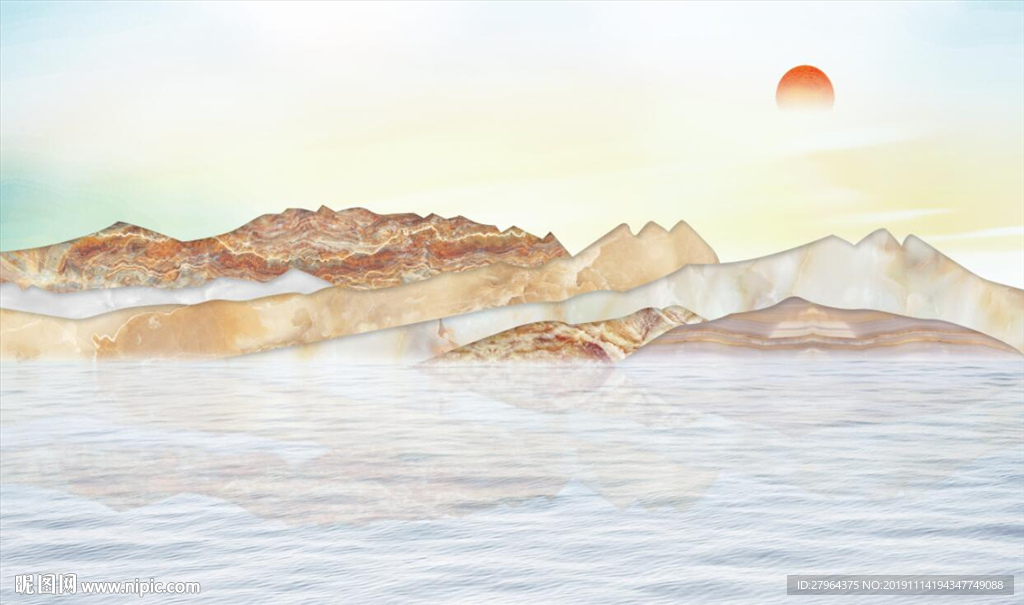大理石山水抽象意境石纹电视背景