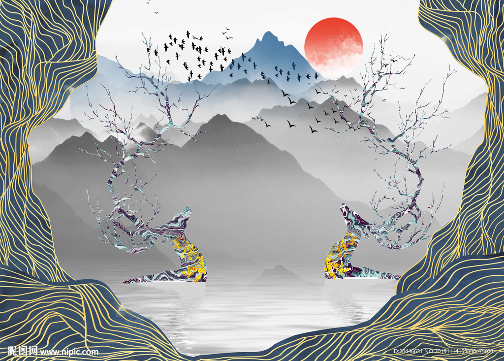 北欧背景墙装饰画