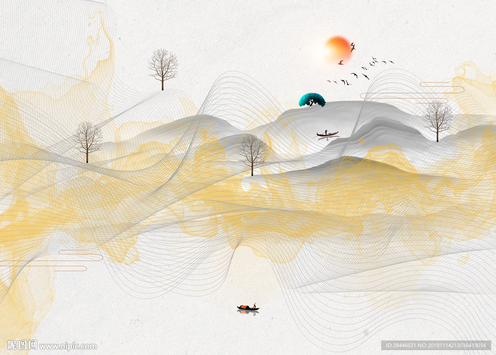 新中背景墙  北欧装饰画