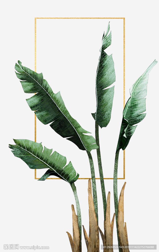 北欧热带植物手绘水彩小清新