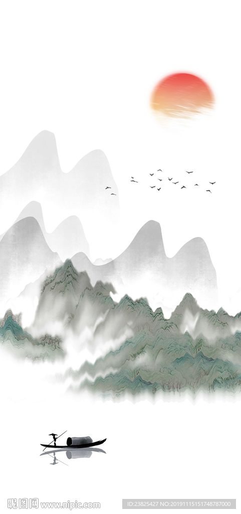 新中式抽象水墨山水意境风景画