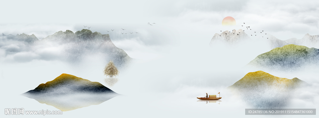 大幅水墨山水画