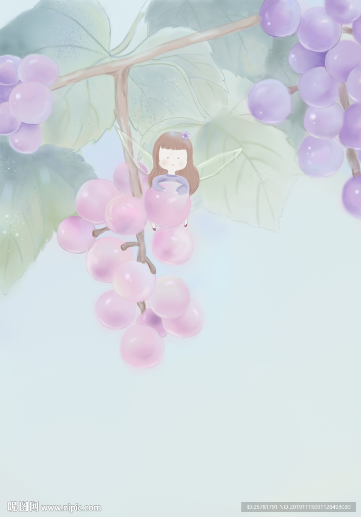 葡萄  插画  女孩
