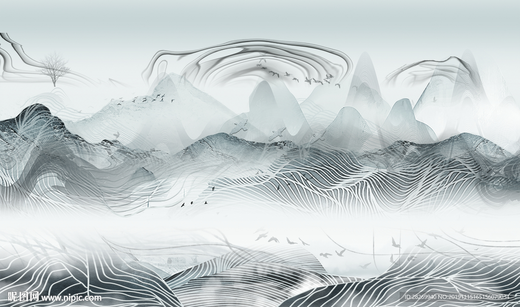 黑白山水画