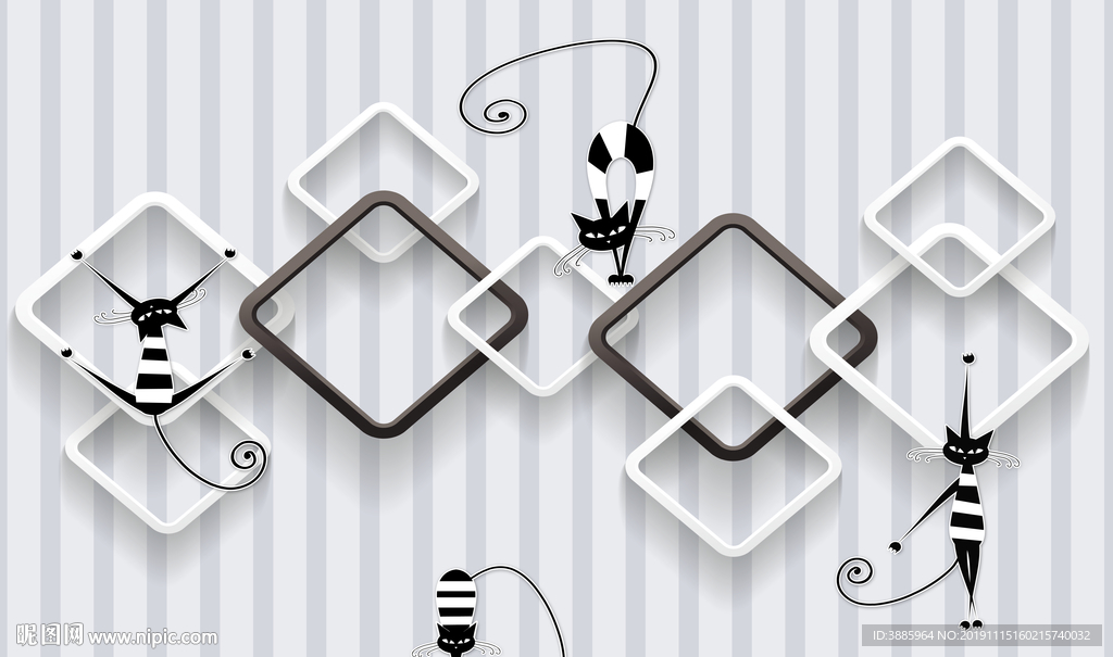时尚3D创意方块框框电视背景墙