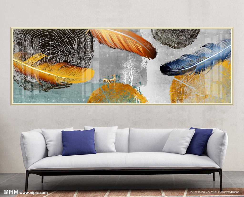 羽毛木纹装饰画