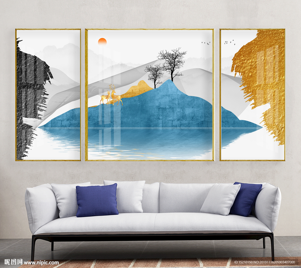 水墨山水抽象树装饰画