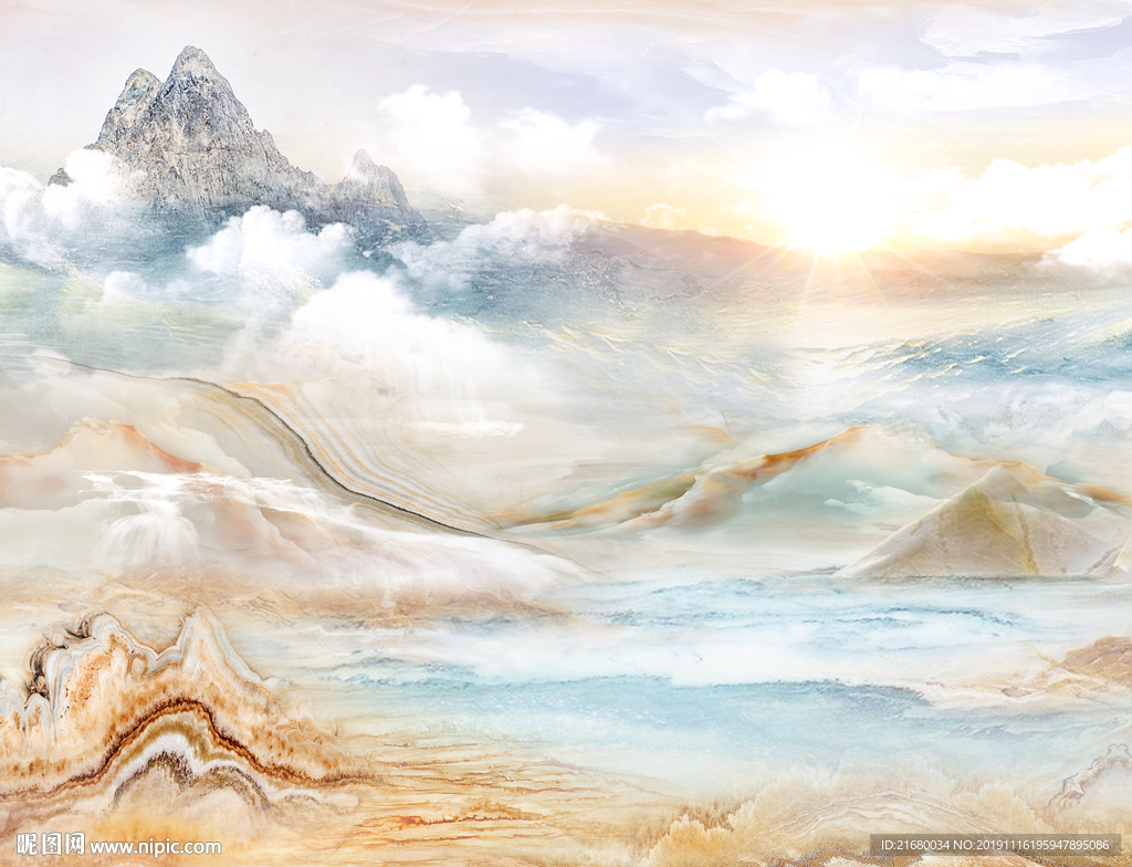 大理石纹山水背景墙