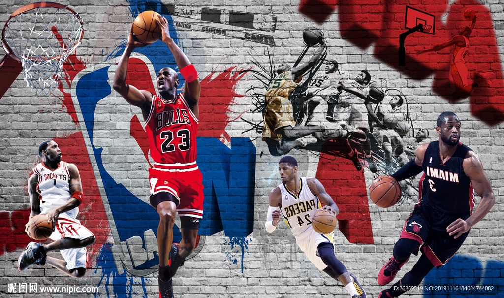 NBA 篮球背景墙