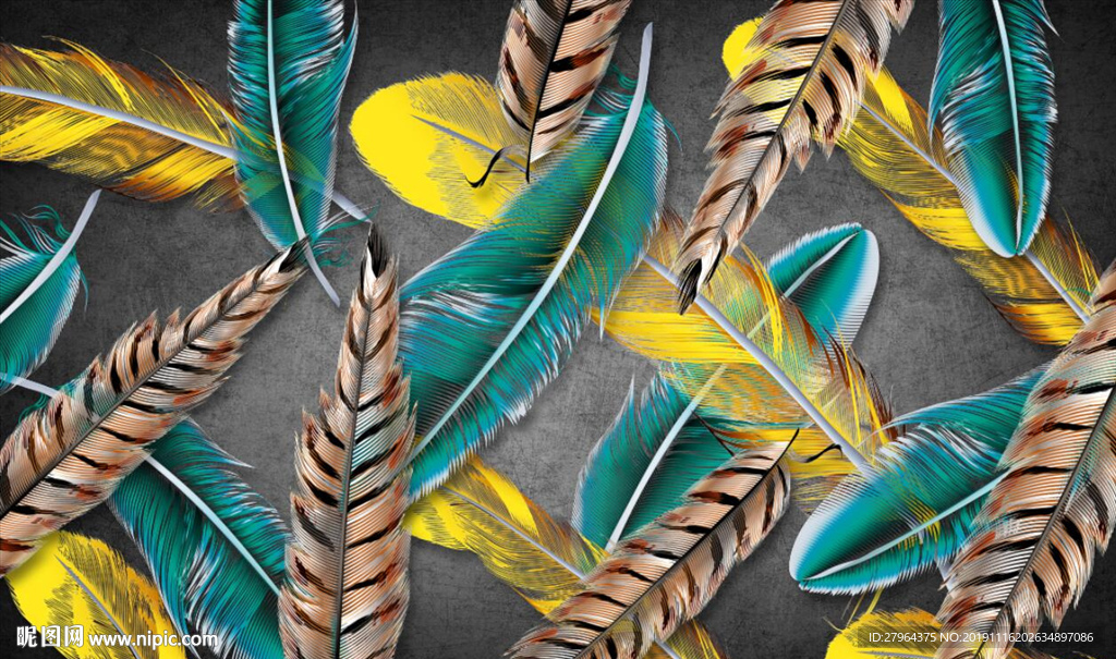 现代大气简约黑金羽毛电视背景墙