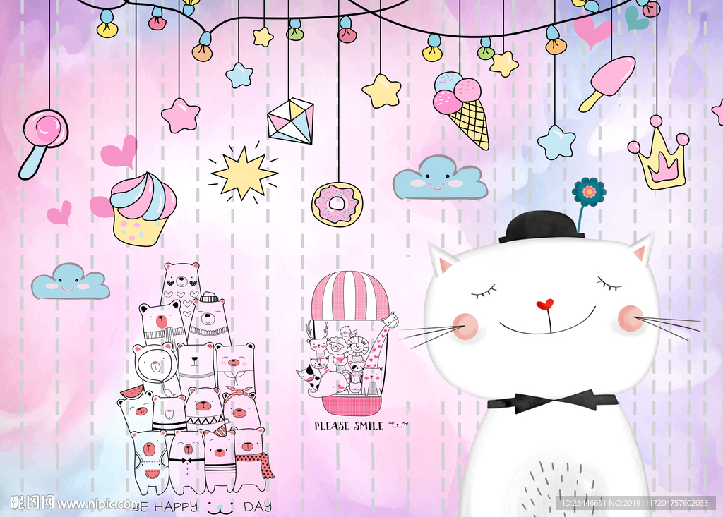 卡通儿童房背景墙