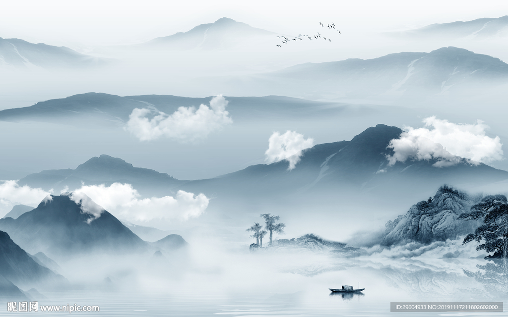 新中式山水画 TIF分层