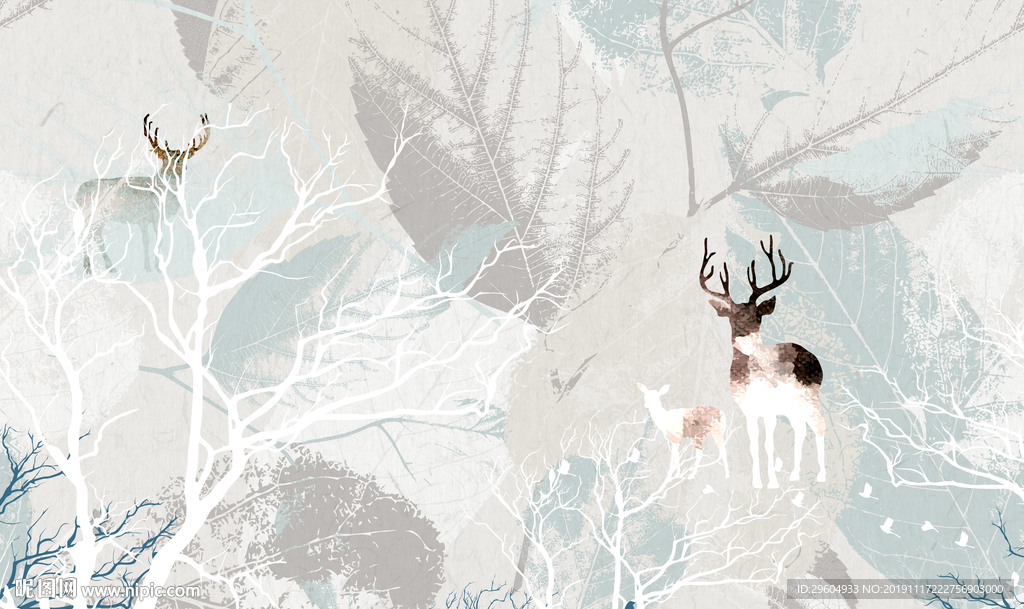 手绘简约背景画 TIF分层