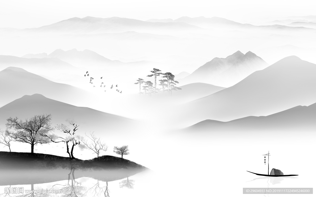 新品山水情山水画 TIF分层