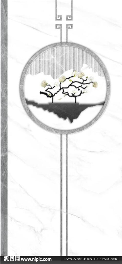 高清巨幅简约中式复式楼爵士白