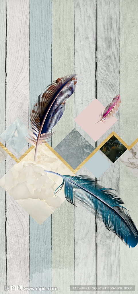 木纹 装饰玄关画 TIF分层