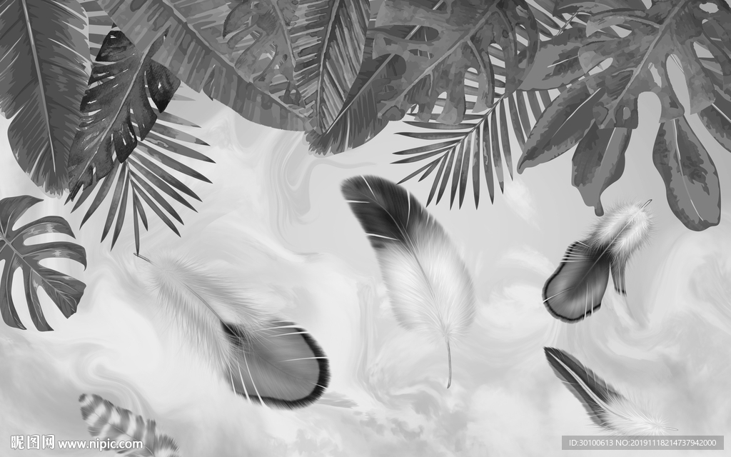 羽毛欧式 装饰画 TIF分层