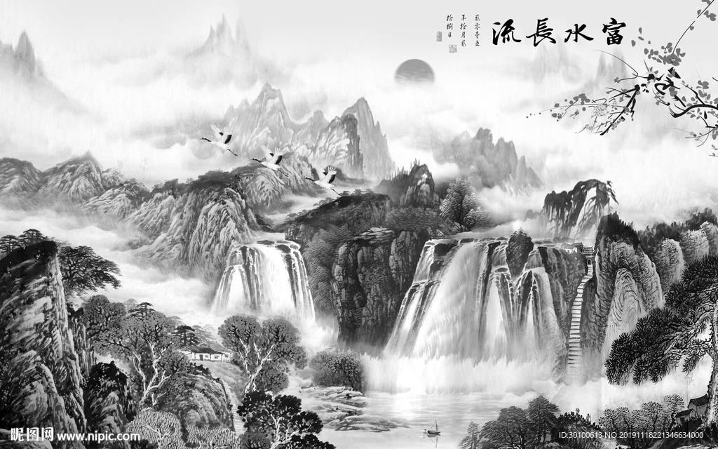 奢华 意境 山水画 TIF分层
