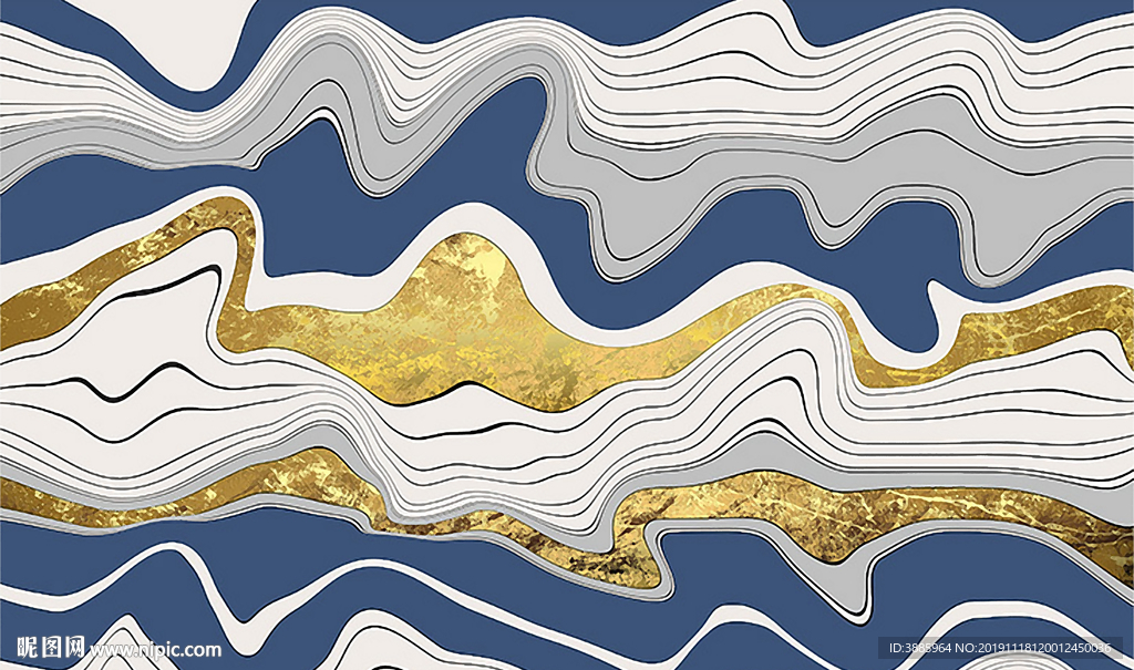 新中式抽象意境线条背景墙图片