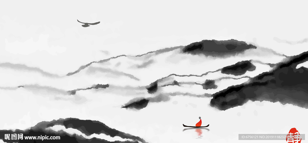 抽象意境水墨山水装饰画抽禅境水