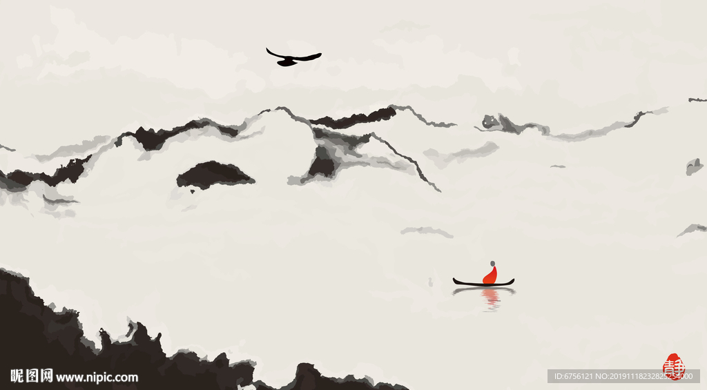 新中式抽象意境水墨画