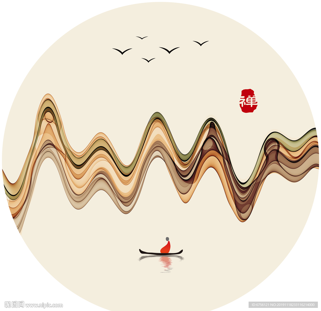 抽象禅意水墨画