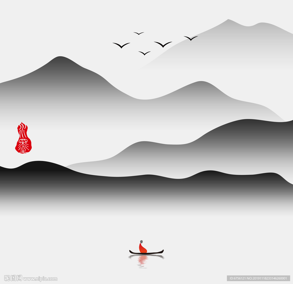 抽象意境水墨山水画