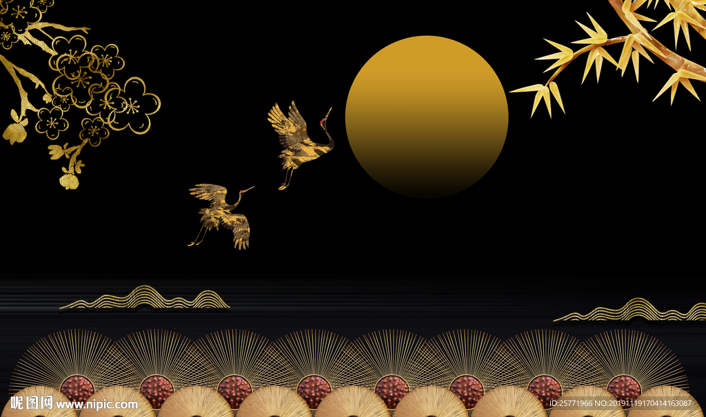 新中式花鸟画 福禄双全 麋鹿