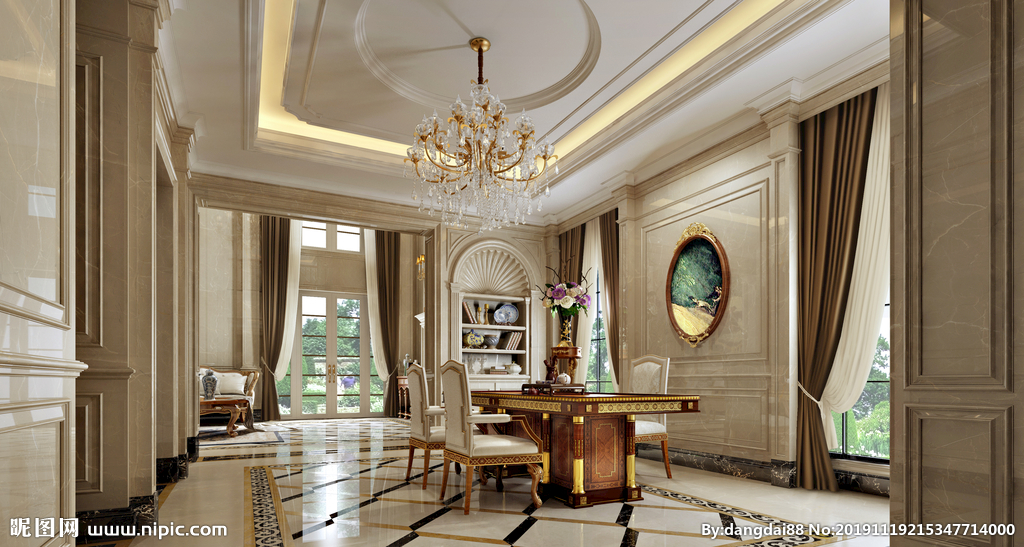 欧式别墅客厅室内设计效果图