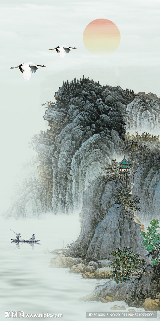 国画家居玄关画 tif分层