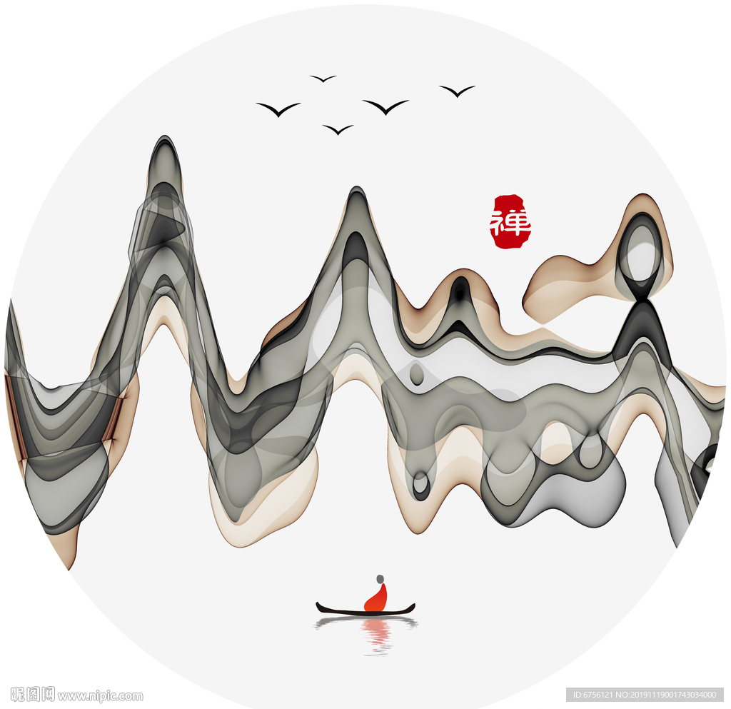 抽象意境水墨画禅境水墨