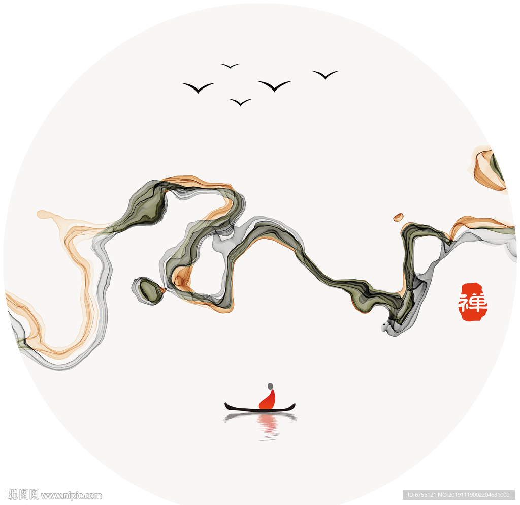 抽象禅意水墨画